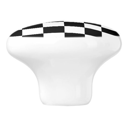 Zwart-witte gecheckte vlaggenstijl keramische knop (Zijkant)
