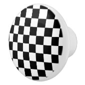 Zwart-witte gecheckte vlaggenstijl keramische knop (Rechts)