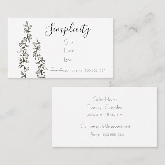 Zwart-witte gedichten visitekaartje (Voorkant / Achterkant)