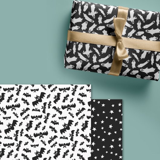 Zwart witte geesten vleermuizen inpakpapier vel