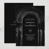 Zwart-witte gegotische Arch Elegant Wedding Donker Kaart (Voorkant / Achterkant)