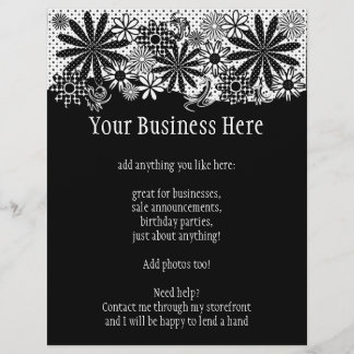 Zwart-witte gekleurde bloemen, heldere brochure