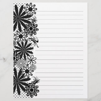 Zwart-witte gekleurde bloemen met letterhead