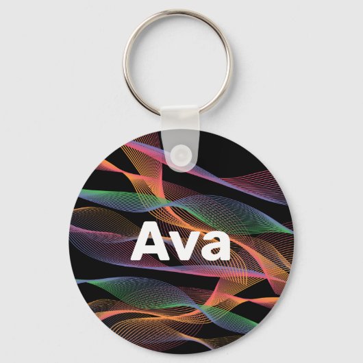 Zwart-witte gekleurde golfnaam sleutelhanger (Voorkant)