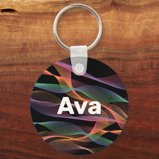 Zwart-witte gekleurde golfnaam sleutelhanger (Voorkant)