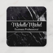Zwart Witte Gemengde Marmer Vierkante Visitekaartje (Voorkant)