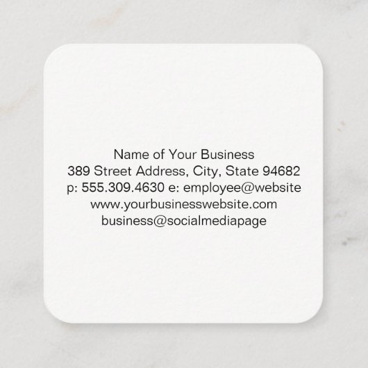 Zwart Witte Gemengde Marmer Vierkante Visitekaartje (Achterkant)