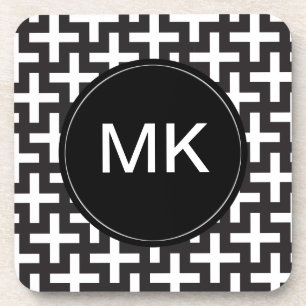 Zwart-witte Geometrisch Bier Onderzetter