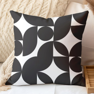Zwart Witte Geometrische Abstracte Mid Century Mod Kussen