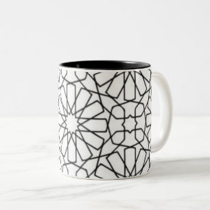 Zwart Witte Geometrische Abstracte Patroon Tweekleurige Koffiemok