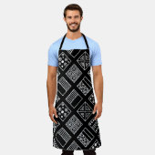 Zwart-witte geometrische achtergrond met hand d schort (Gedragen)