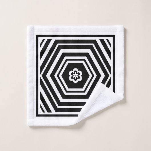 Zwart-witte geometrische hexagon bad handdoek (Wasdoekje)