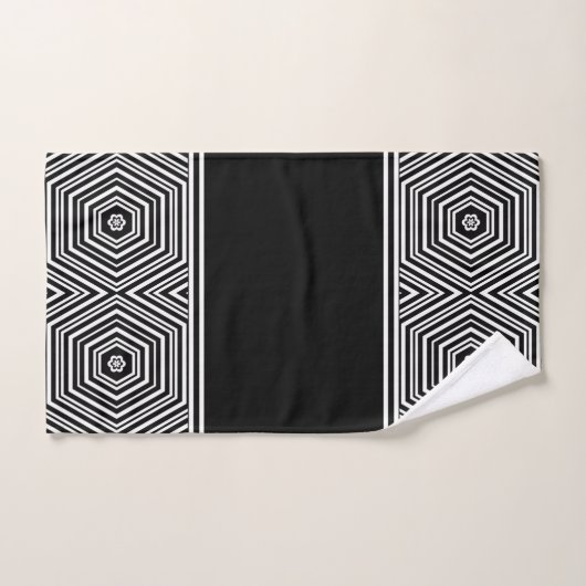 Zwart-witte geometrische hexagon bad handdoek (Handdoek)