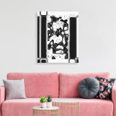 Zwart-witte geometrische kunst 1 canvas afdruk (Insitu (Woonkamer))