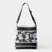 Zwart-witte geometrische kunst 1 crossbody tas (Achterkant)