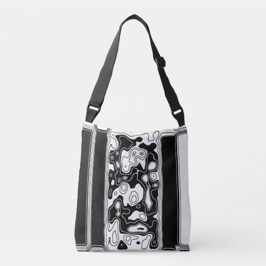 Zwart-witte geometrische kunst 1 crossbody tas (Voorkant)