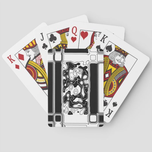 Zwart-witte geometrische kunst 1 pokerkaarten (Achterkant)