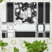 Zwart-witte geometrische kunst 1 theedoek (Gevouwen)