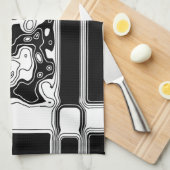 Zwart-witte geometrische kunst 1 theedoek (Quarter Fold)