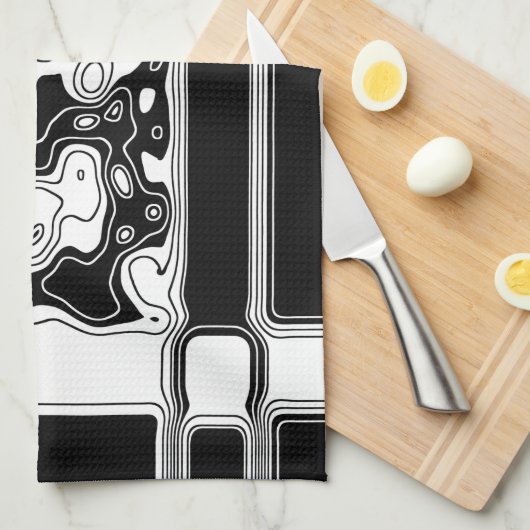 Zwart-witte geometrische kunst 1 theedoek (Quarter Fold)