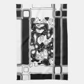 Zwart-witte geometrische kunst 1 theedoek (Verticaal)