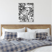Zwart-witte geometrische kunst 3 canvas afdruk (Insitu (Slaapkamer))