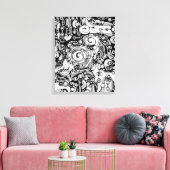 Zwart-witte geometrische kunst 3 canvas afdruk (Insitu (Woonkamer))