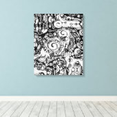 Zwart-witte geometrische kunst 3 canvas afdruk (Insitu (Houten vloer))