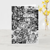 Zwart-witte geometrische kunst 3 kaart (Gele Bloem)