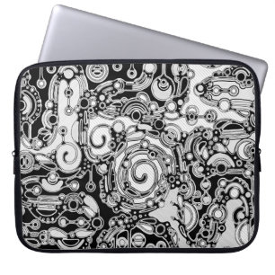 Zwart-witte geometrische kunst 3 laptop sleeve