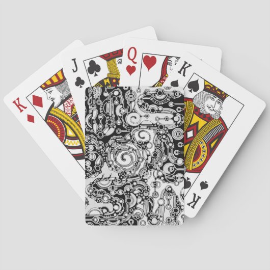 Zwart-witte geometrische kunst 3 pokerkaarten (Achterkant)