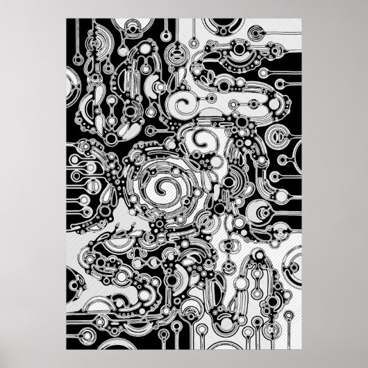 Zwart-witte geometrische kunst 3 poster (Voorkant)