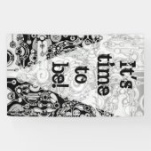 Zwart-witte geometrische kunst 3 spandoek (Horizontaal)