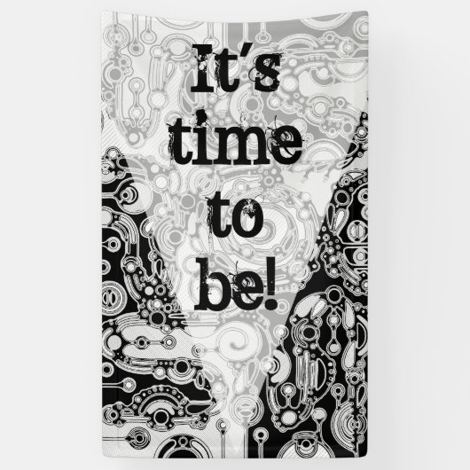 Zwart-witte geometrische kunst 3 spandoek (Verticaal)