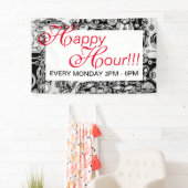 Zwart-witte geometrische kunst 3 spandoek (Insitu)