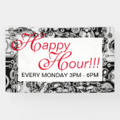 Zwart-witte geometrische kunst 3 spandoek (Horizontaal)