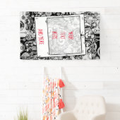 Zwart-witte geometrische kunst 3 spandoek (Insitu)