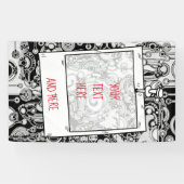 Zwart-witte geometrische kunst 3 spandoek (Horizontaal)