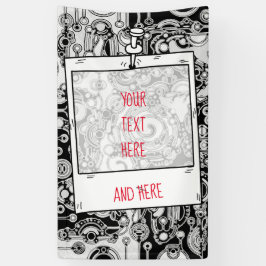 Zwart-witte geometrische kunst 3 spandoek