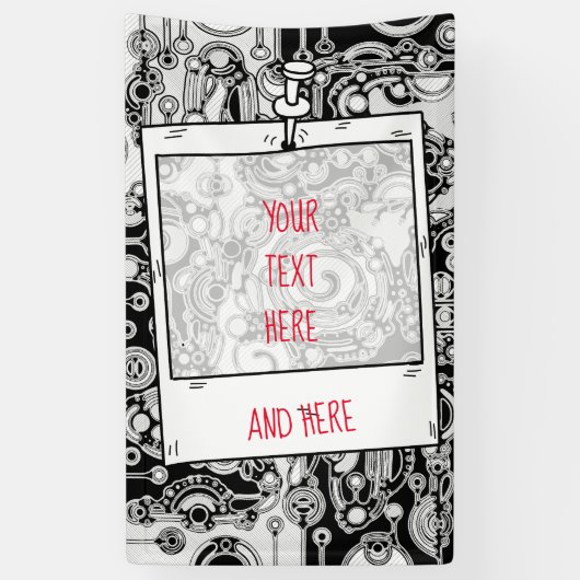 Zwart-witte geometrische kunst 3 spandoek (Verticaal)