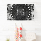 Zwart-witte geometrische kunst 3 spandoek (Insitu)