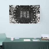 Zwart-witte geometrische kunst 3 spandoek (Beurs)