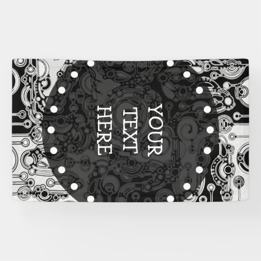 Zwart-witte geometrische kunst 3 spandoek (Horizontaal)