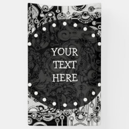 Zwart-witte geometrische kunst 3 spandoek