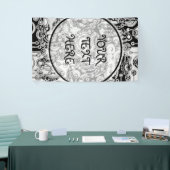 Zwart-witte geometrische kunst 3 spandoek (Beurs)