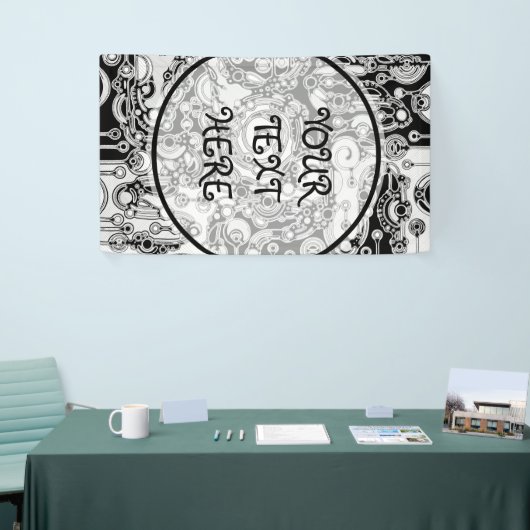 Zwart-witte geometrische kunst 3 spandoek (Beurs)