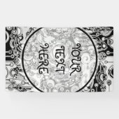 Zwart-witte geometrische kunst 3 spandoek (Horizontaal)