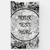 Zwart-witte geometrische kunst 3 spandoek (Verticaal)