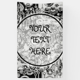 Zwart-witte geometrische kunst 3 spandoek