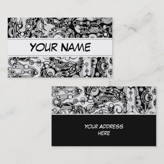 Zwart-witte geometrische kunst 3 visitekaartje (Voorkant / Achterkant)